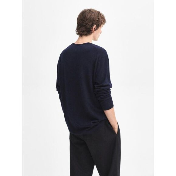 Massimo Dutti Mens 100 Cashmere Sweater XL Blue Long Sleeve 0908/333 NWT - Picture 3 of 11